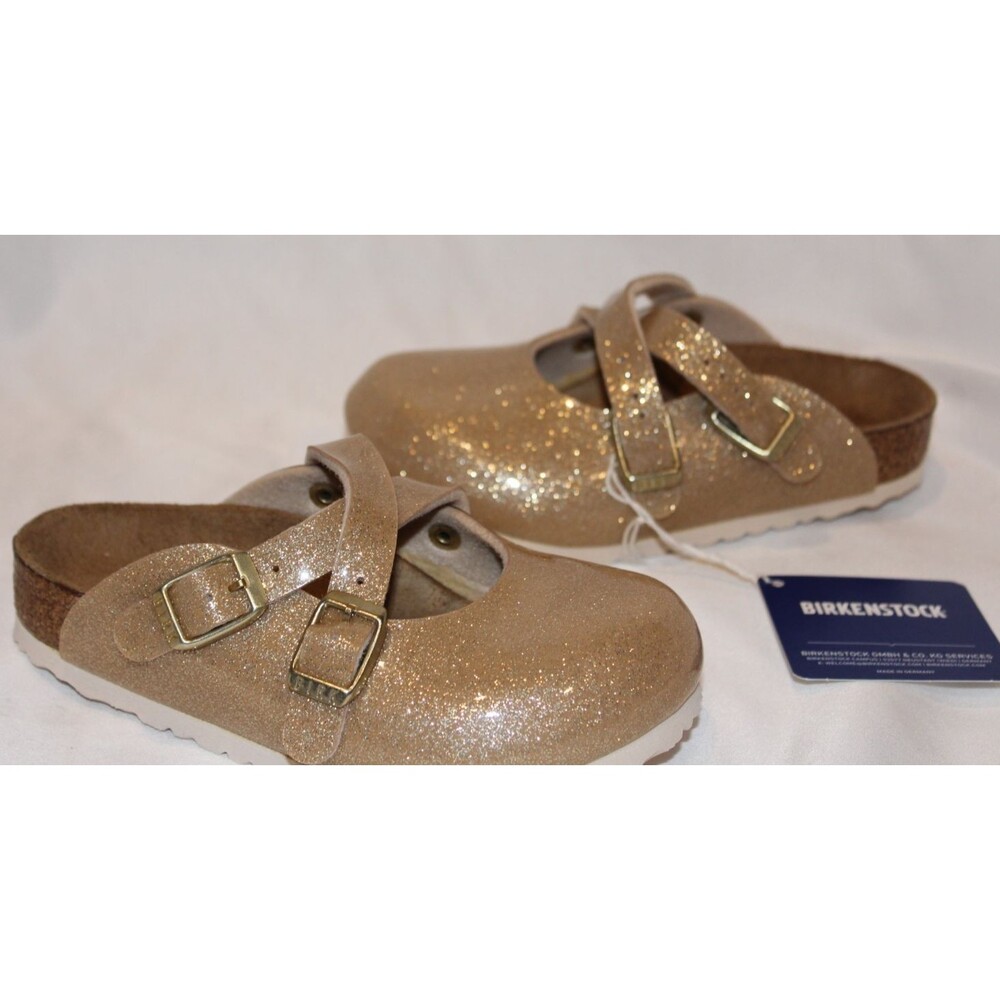 Birkenstock‎ Girls Dorian Metallic Glittery Gold Slip On Clogs - Picture 3 of 6